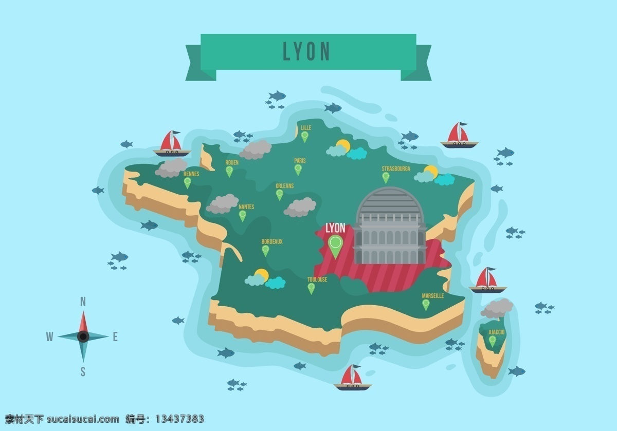 3d 旅游 地图 矢量 风景 矢量素材