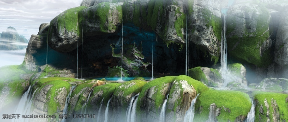 功夫 熊猫 动漫 场景 模板下载 功夫熊猫场景 山水 小桥流水 瀑布 龙 灯火 青苔 高山 高山流水 悬崖 石头 大石头 山洞 动画 风景漫画 动漫动画