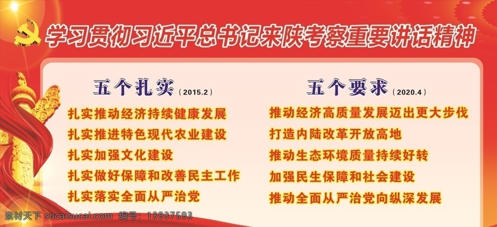 总书记 陕 考察 党建展板 党建海报 五个扎实 五个要求 来陕考察展板