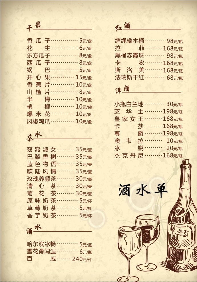 酒水单 酒水台卡 酒水单菜谱 酒水单背景 ktv酒水单 酒水单设计 酒水单模版 酒吧酒水单 酒瓶 酒杯 酒水单封面 酒水单内页 洋酒酒水单 菜单菜谱