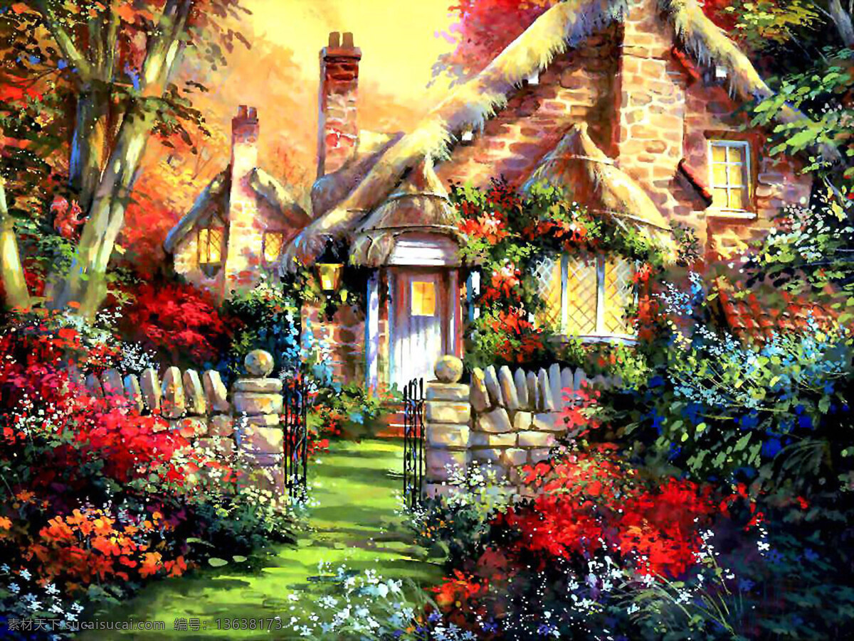 童话小屋 童话 小屋 油画 风景 动漫动画 风景漫画 设计图库 200