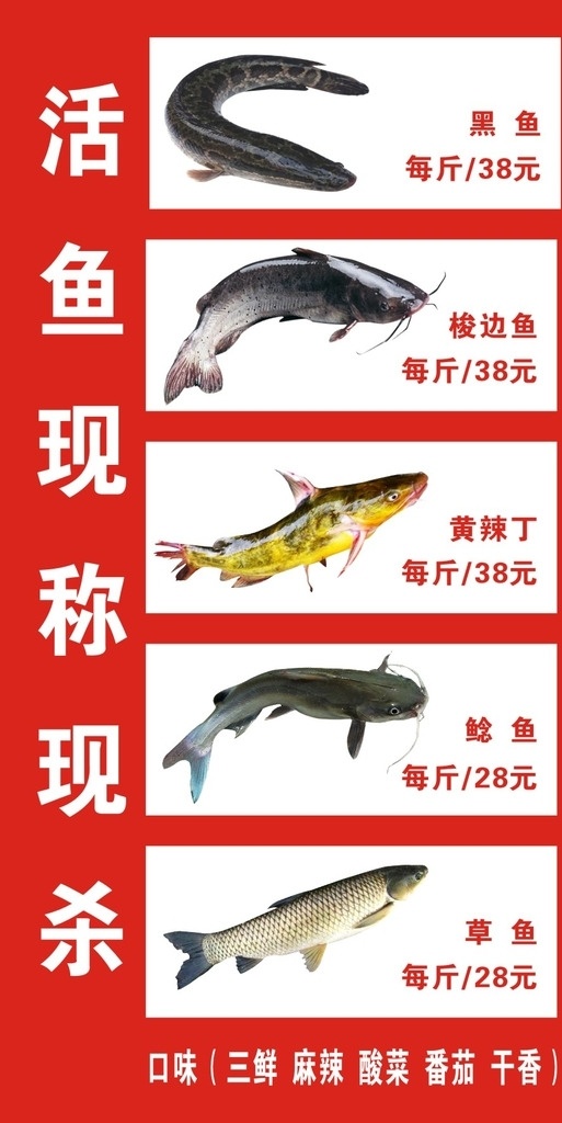 活鱼现杀 黑鱼 黄辣丁 草鱼 梭边鱼 鲶鱼 展板 展板模板