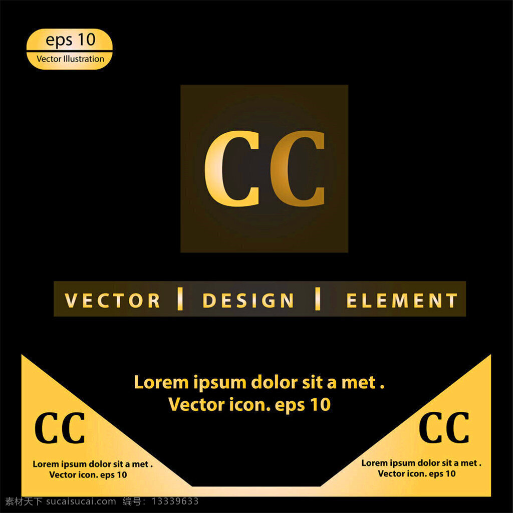 金色 字母 c 标志 logo 创意logo 企业logo logo标志 矢量素材 标志设计 字母标志 英文标志 黑色字母标志