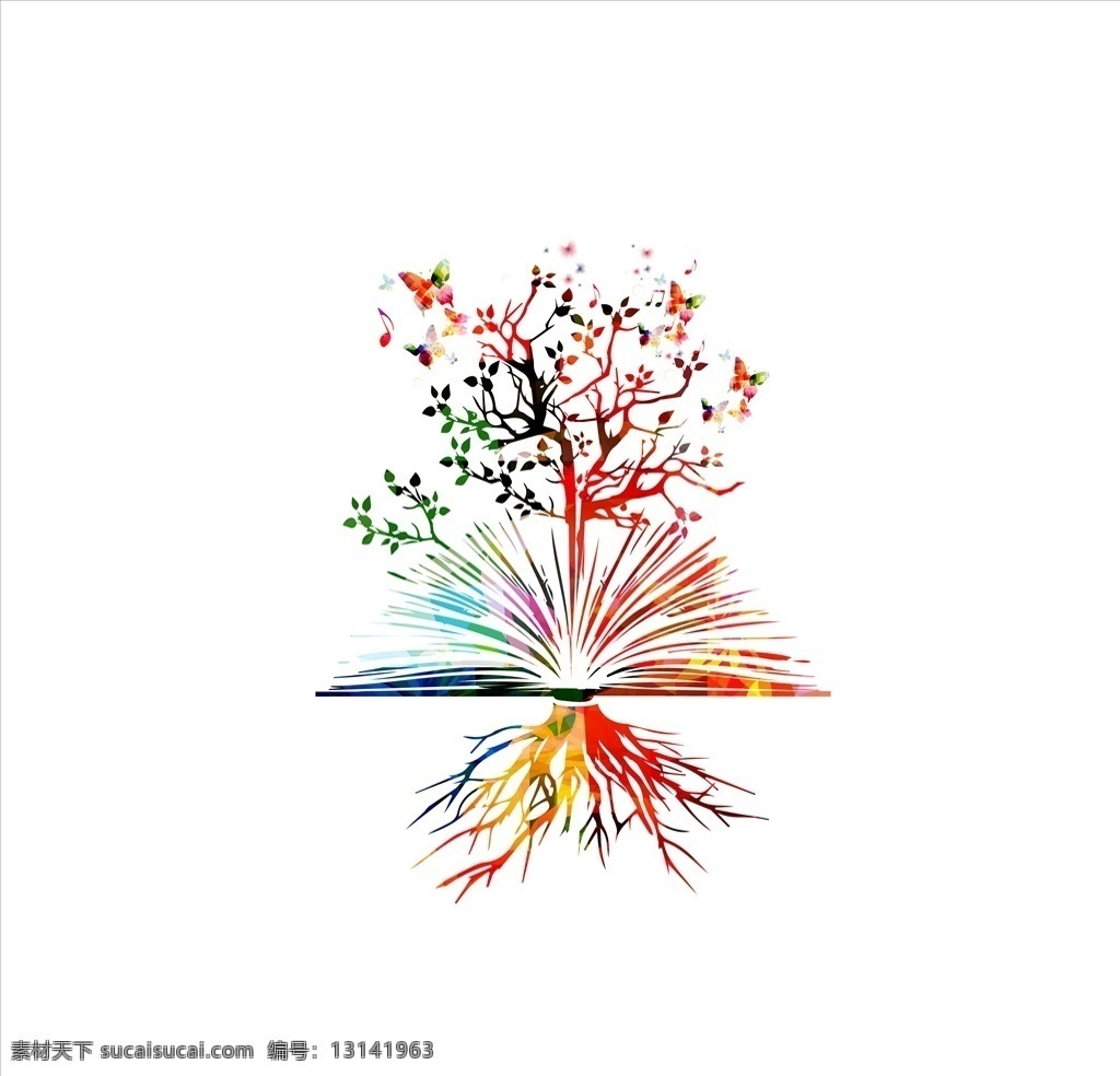 五颜六色 书 型 树 书本 五颜六色树 各种颜色 ai画的树 红色 蓝色 黄色 绿色 树叶 其他设计 矢量