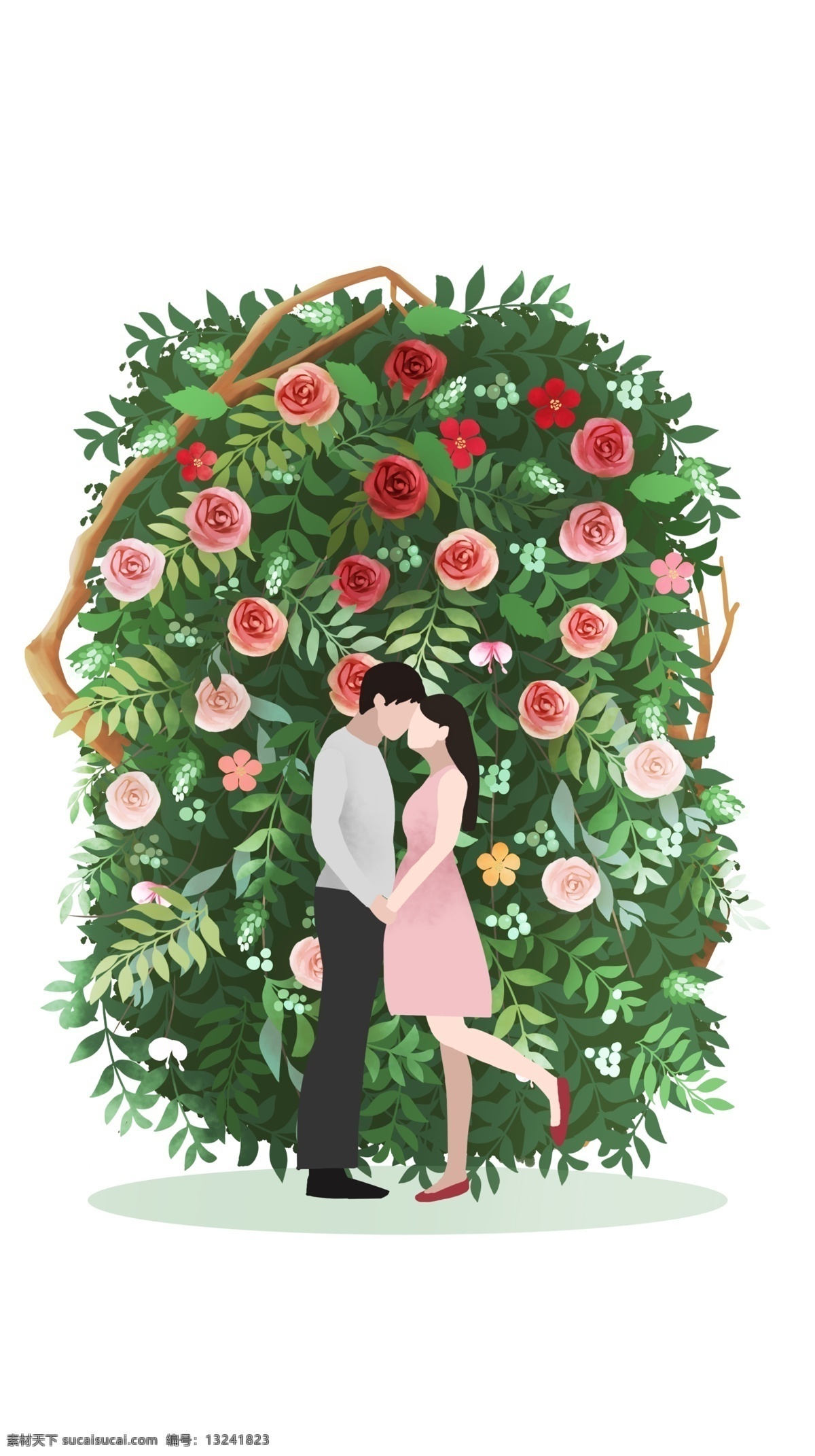 原创 插画 花 情人 情人节 520 七夕 情侣 手绘花 文艺插画 小清新