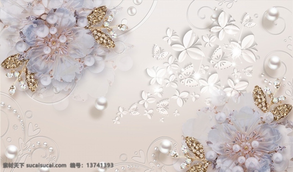 浮雕花 珠宝花 蝴蝶 背景墙图片 背景墙 现代背景墙 简约背景墙 中式背景墙 电视背景墙 分层