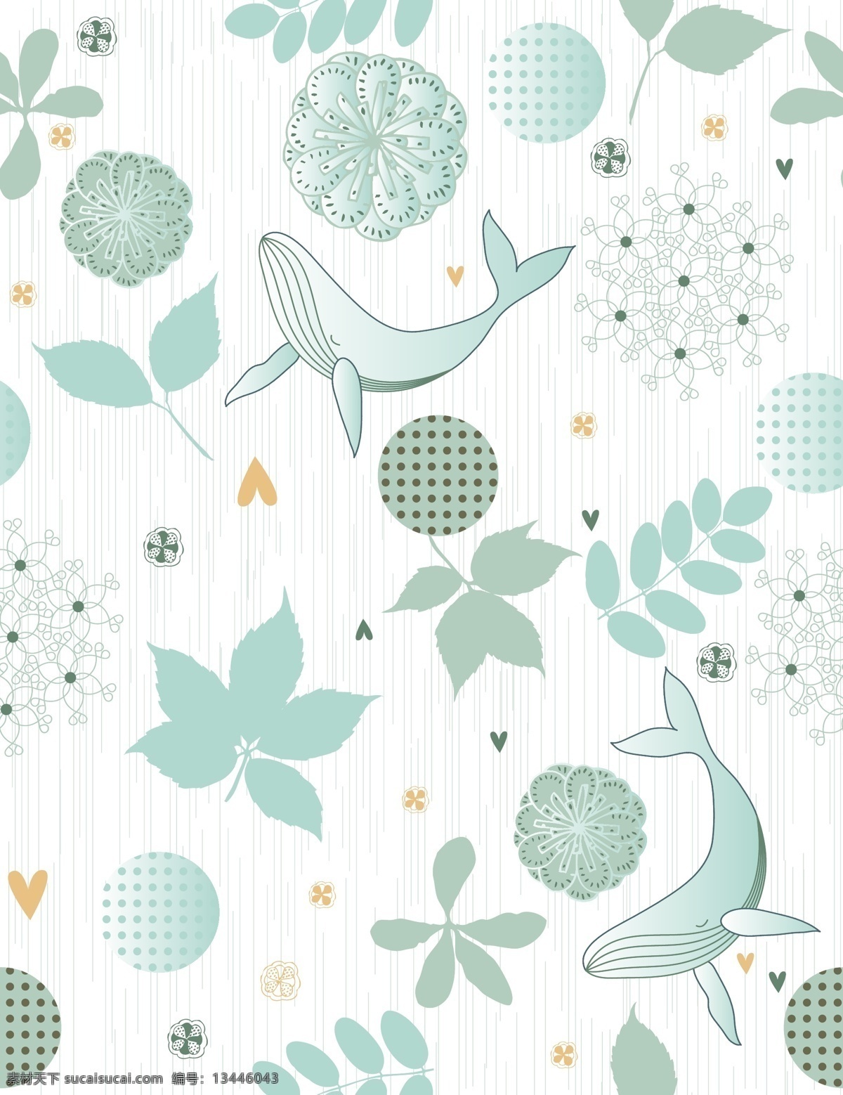 矢量 花纹 设计素材 鱼 海豚 树叶 叶子 矢量花纹 时尚花纹 插画 抽象 艺术 底纹背景 矢量背景 背景设计 矢量素材 墙纸 贴纸 底纹边框 白色