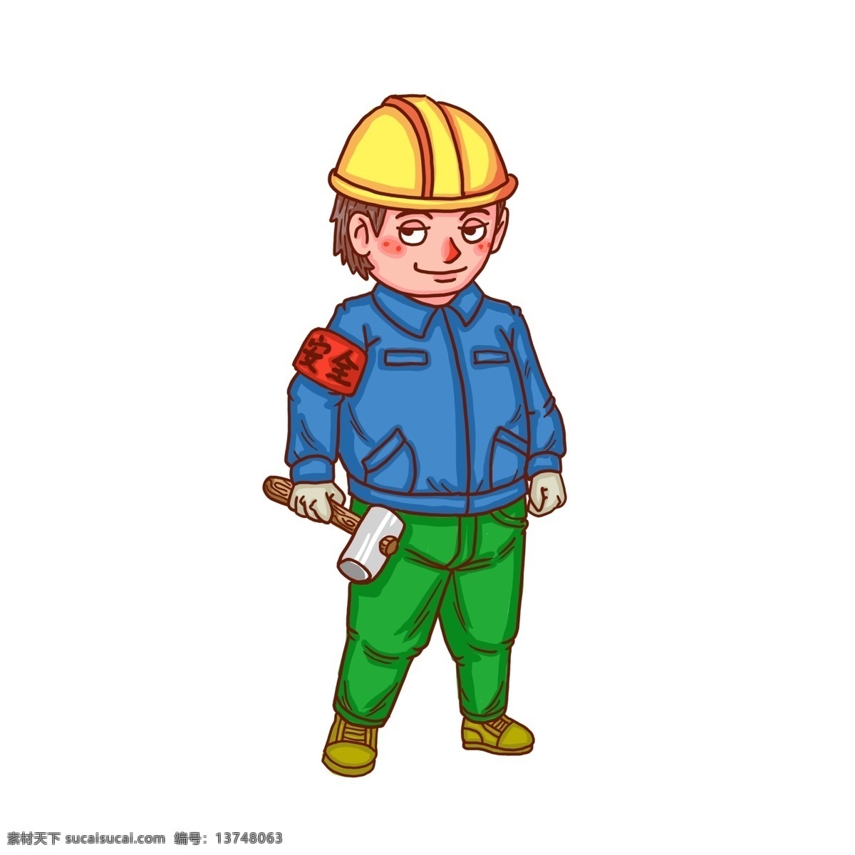 工人 人物 卡通 男人 蓝 衣服 黄帽子 工地人员 男工人 农民工 施工 建筑工人 蓝色 黄色 红色 绿色