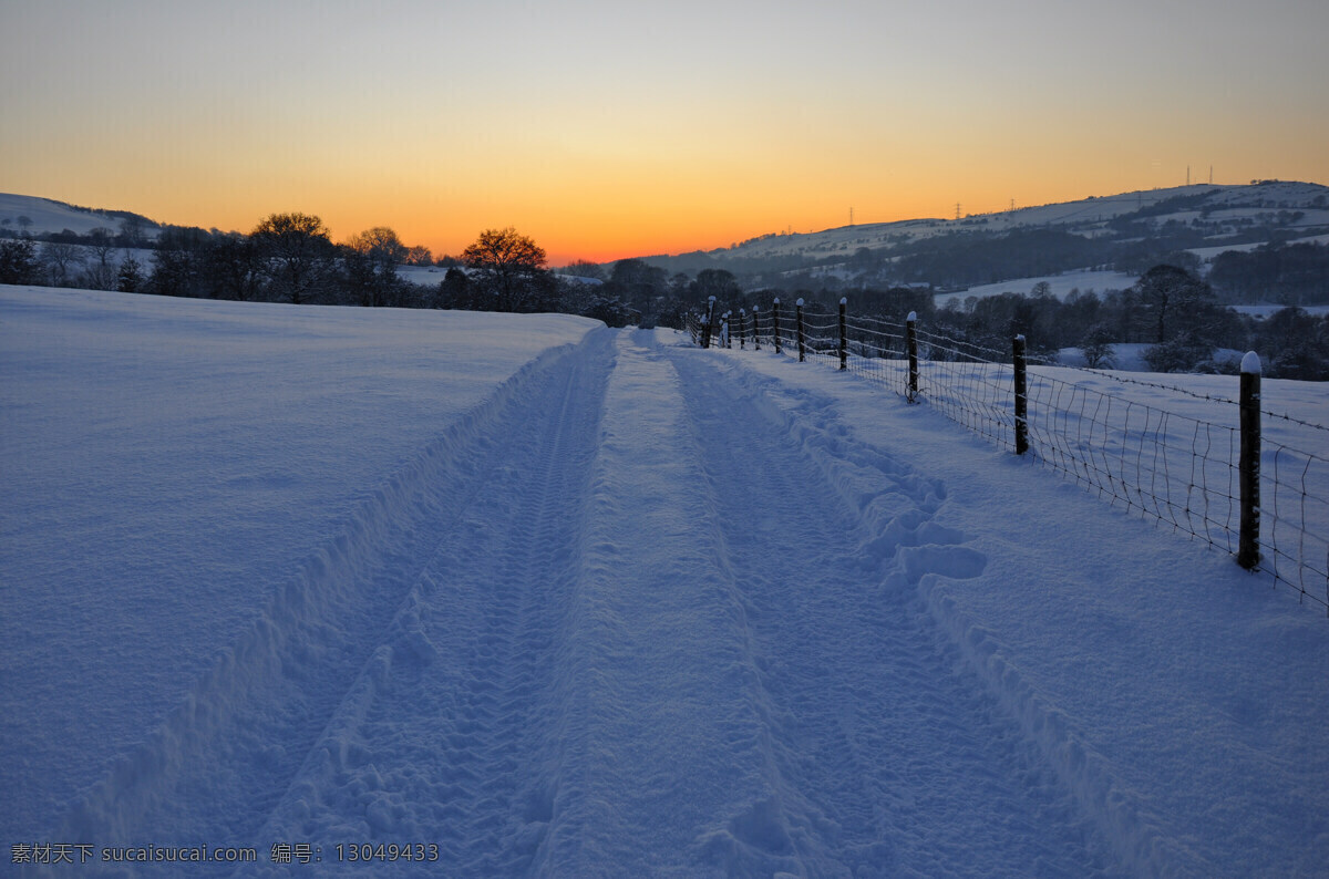 高清 雪 风景 冬天 夕阳 雪白