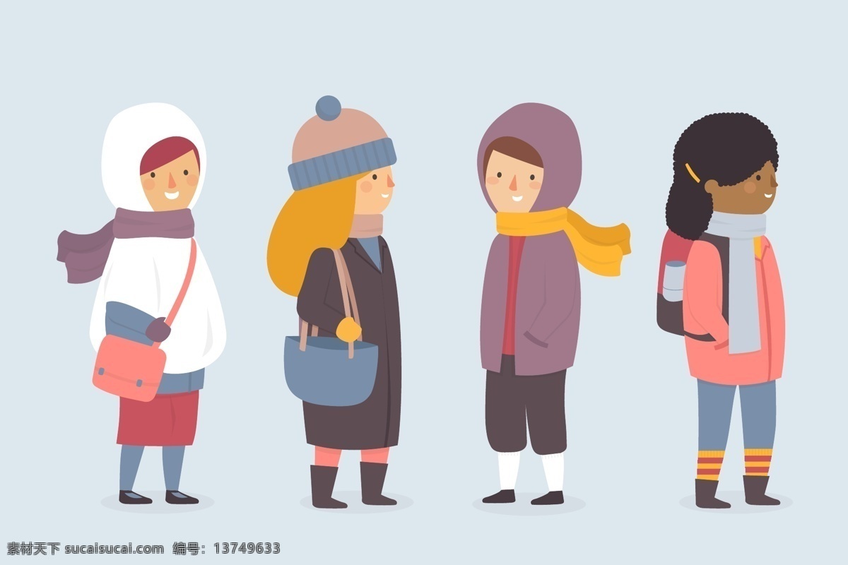 冬天服饰图片 冬天服饰 冬装 卡通人物 冬天 冬季 毛衣 大衣 棉衣 服饰 服装 穿冬装的人 保暖 长裤 卡通设计