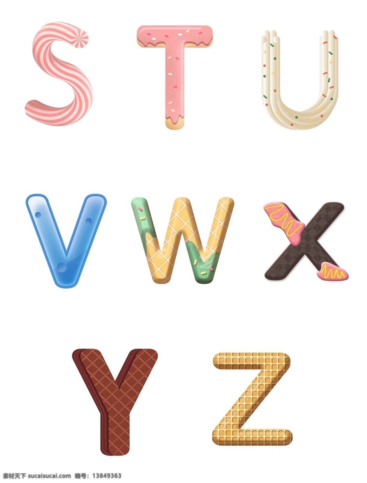 糖果 字母 可爱 字体 商用 威化