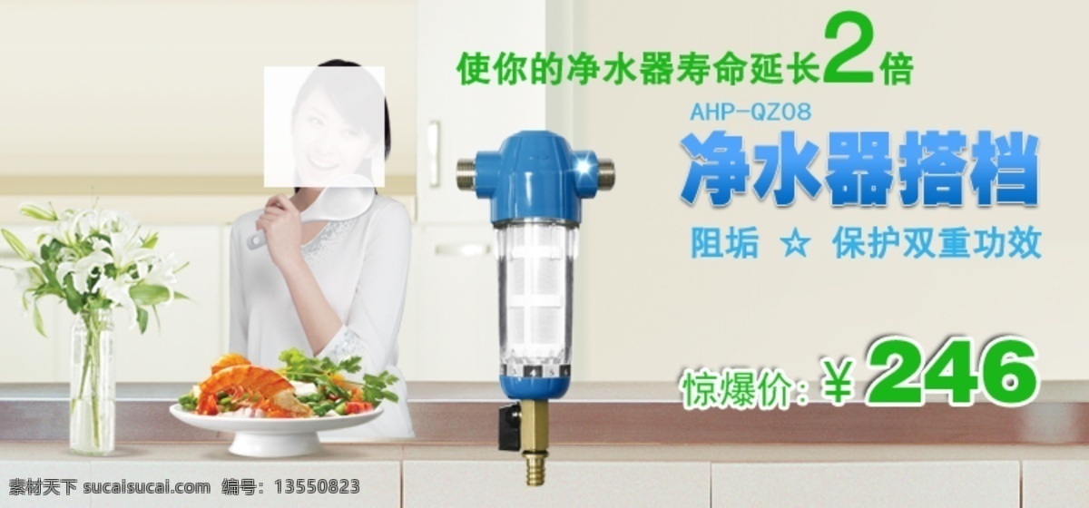 前置 过滤器 海报 淘宝商城 爱华普 前置过滤器 净水器伴侣 中文模板 网页模板 源文件
