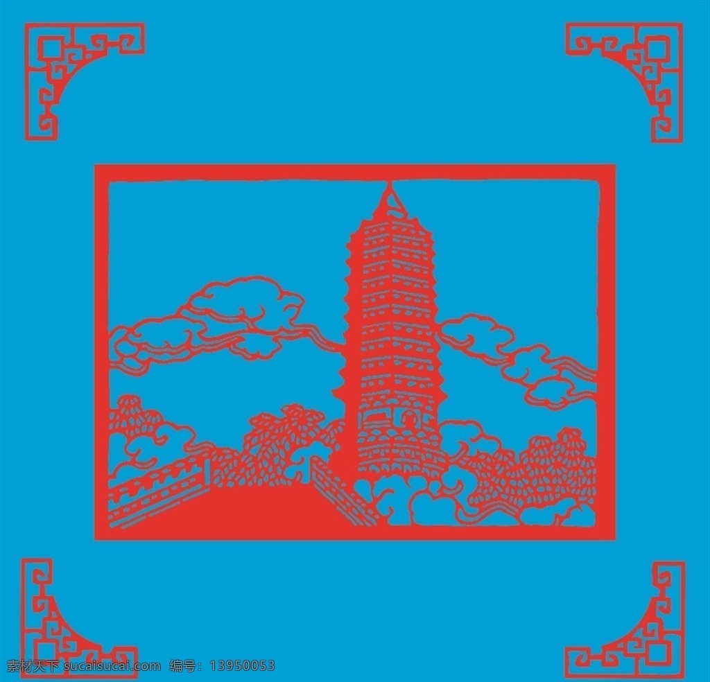 塔剪纸 塔 景观 剪纸 矢量 线条 传统 民俗 装饰 窗花 插画 风景剪纸 文化艺术 传统文化