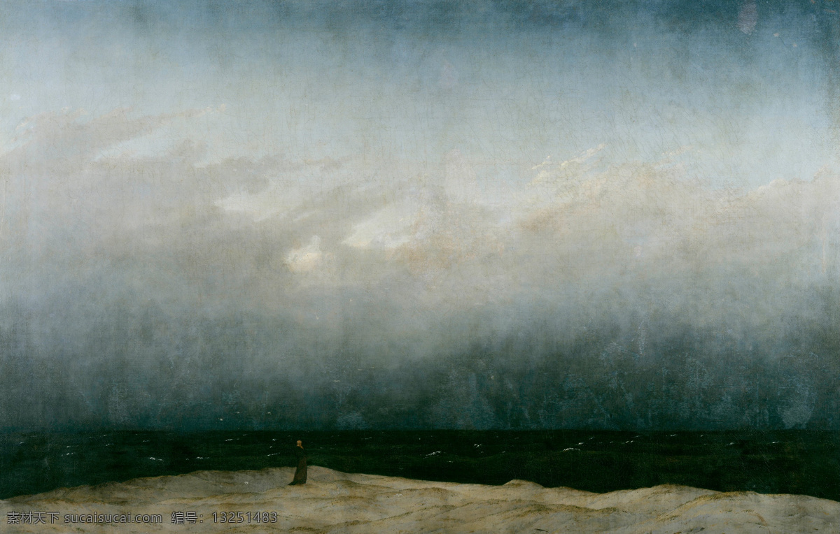 meer 大师 画家 古典 画 建筑 景物 装饰画 油画 am monch der friedrich david caspar 人物 高清 西方 国外 现代 家居装饰素材