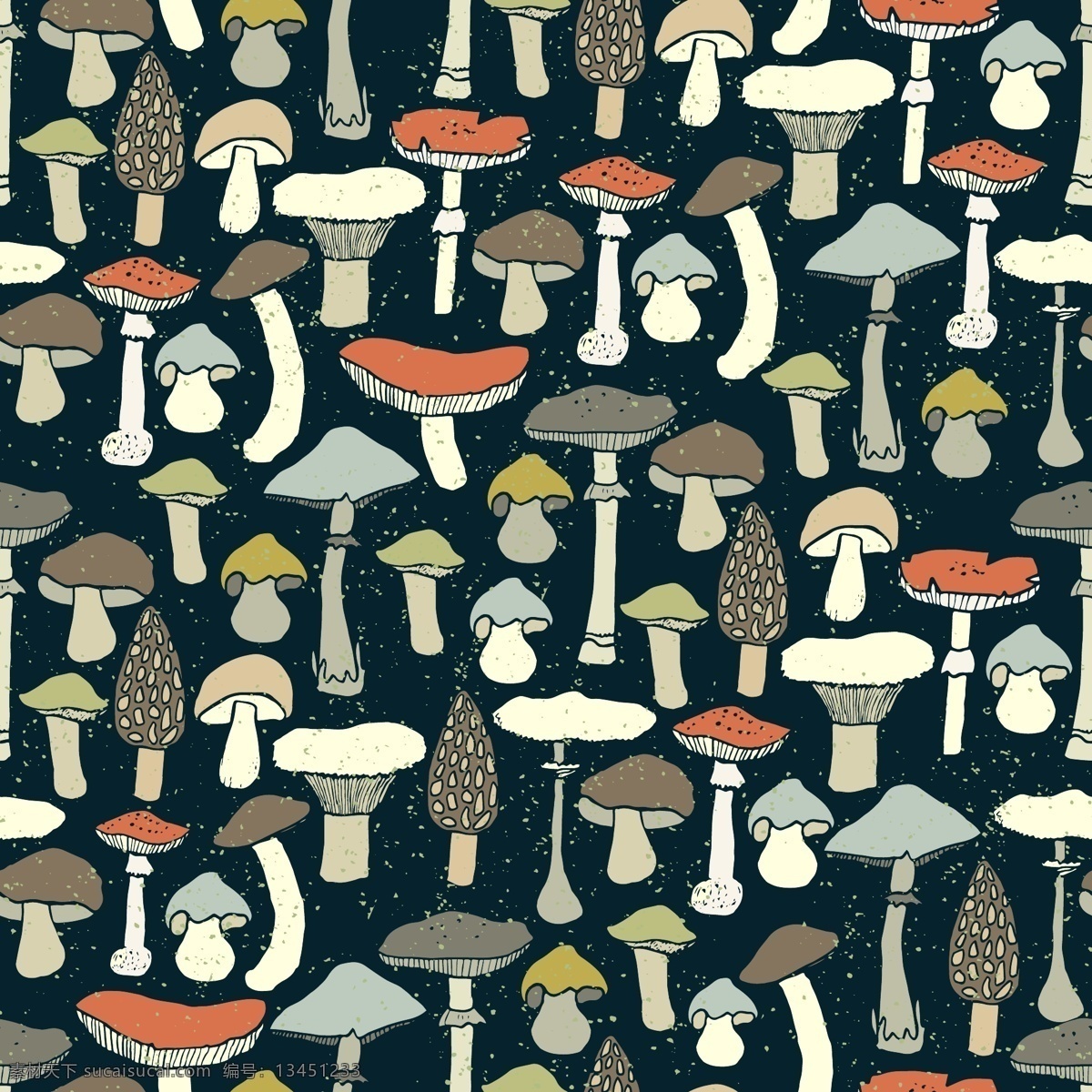 无 拼接 手绘 蘑菇 矢量 无拼接 可爱 风格 背景 平菇 野蘑菇 毒蘑菇 图案 卡通 色彩 装饰 装修 涂鸦 织物 枕头 靠垫 动漫动画 风景漫画