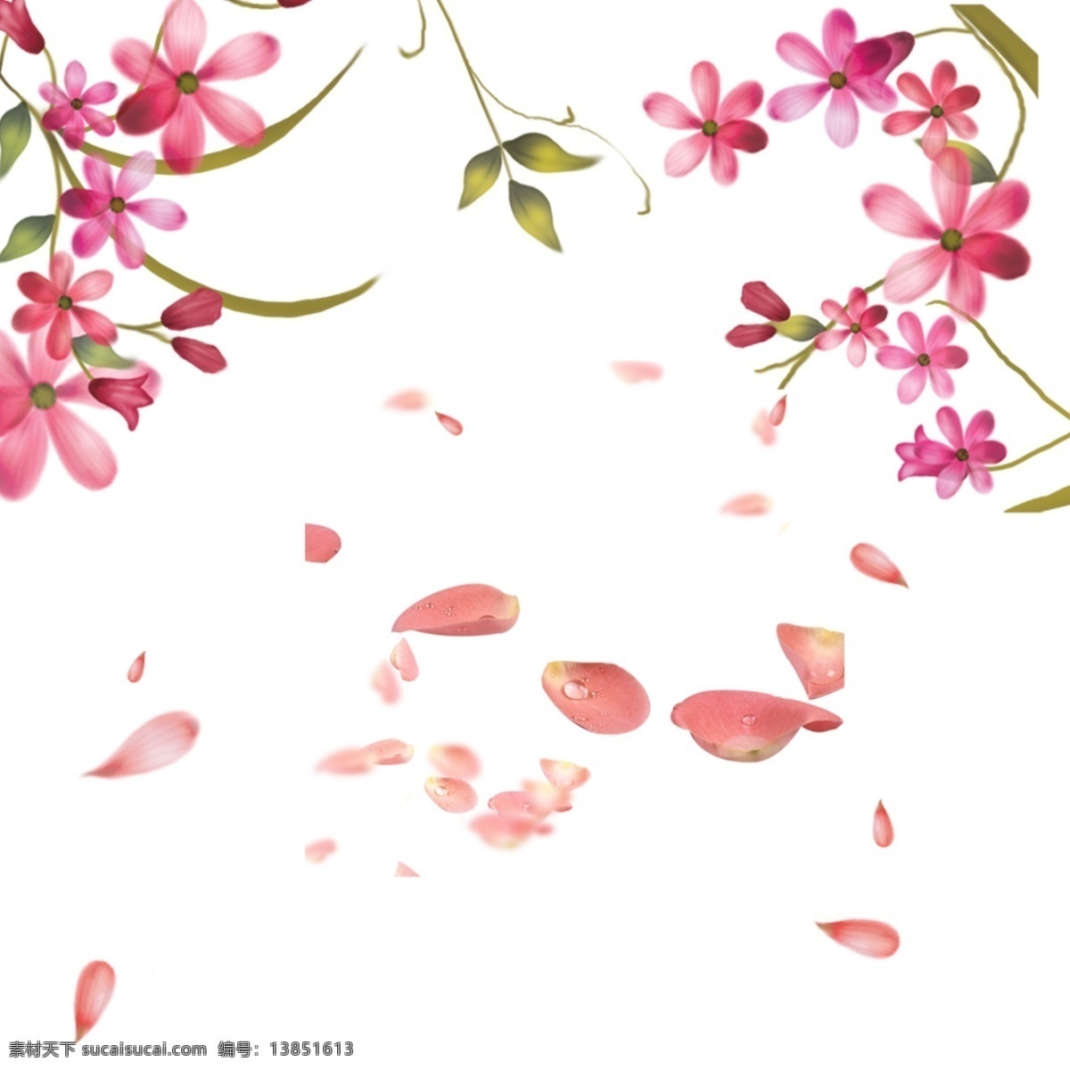 花朵 飘落 元素 图 梅花 树叶 花瓣