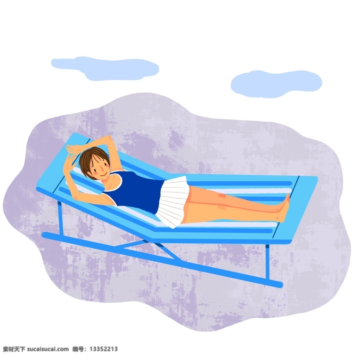 夏天 躺 躺椅 上 女生 夏季 夏日 舒服 开心 清凉 女孩 晴朗