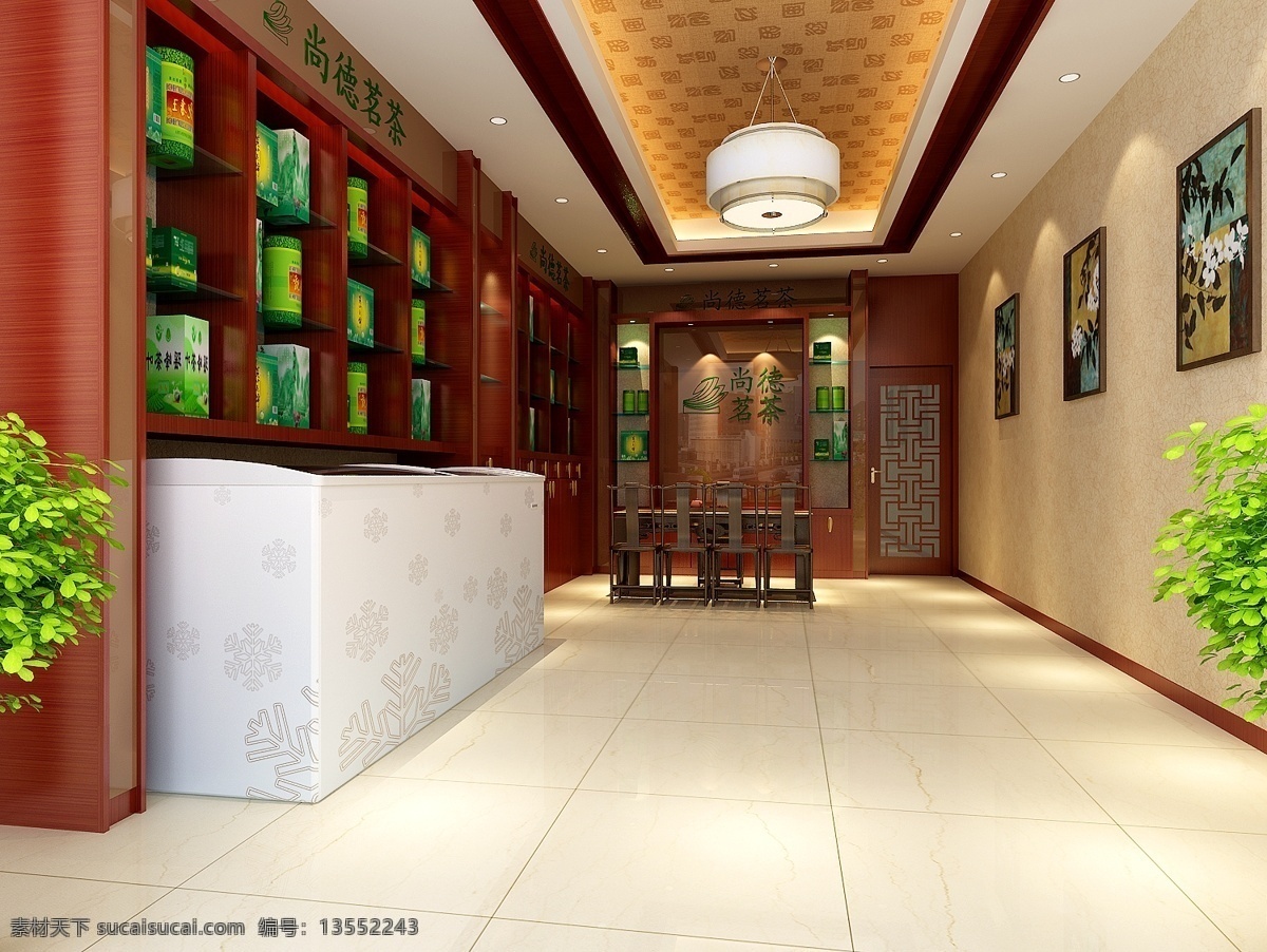 茶叶 店 装修 效果图 门头 商店 茶叶饮品 3d模型素材 室内装饰模型