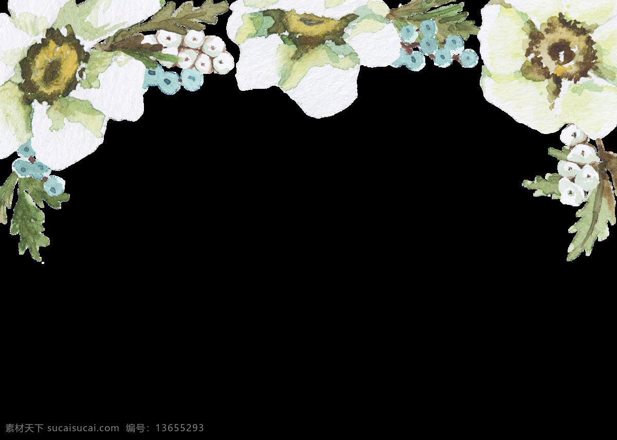 百花 边框 透明 装饰 花朵 白色 透明素材 免扣素材 装饰图案
