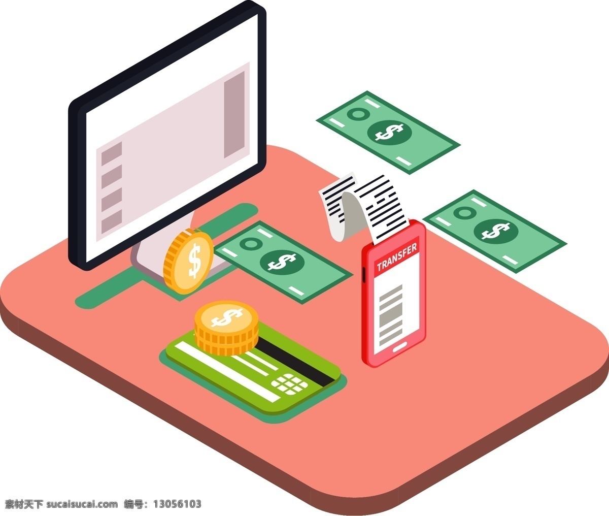dapp 网上购物 2.5d app 手机 电脑 网上银行 银行卡 插画设计 可爱 小清新