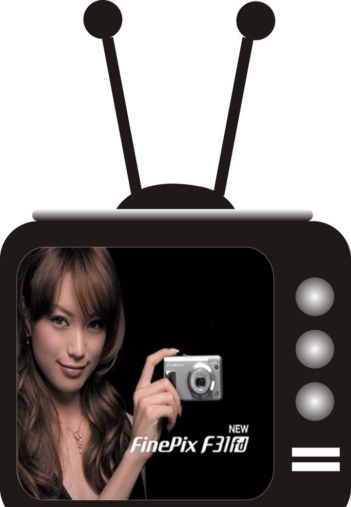 矢量 电视机 美女 照相机 摄影机 天线 生活用品 生活百科