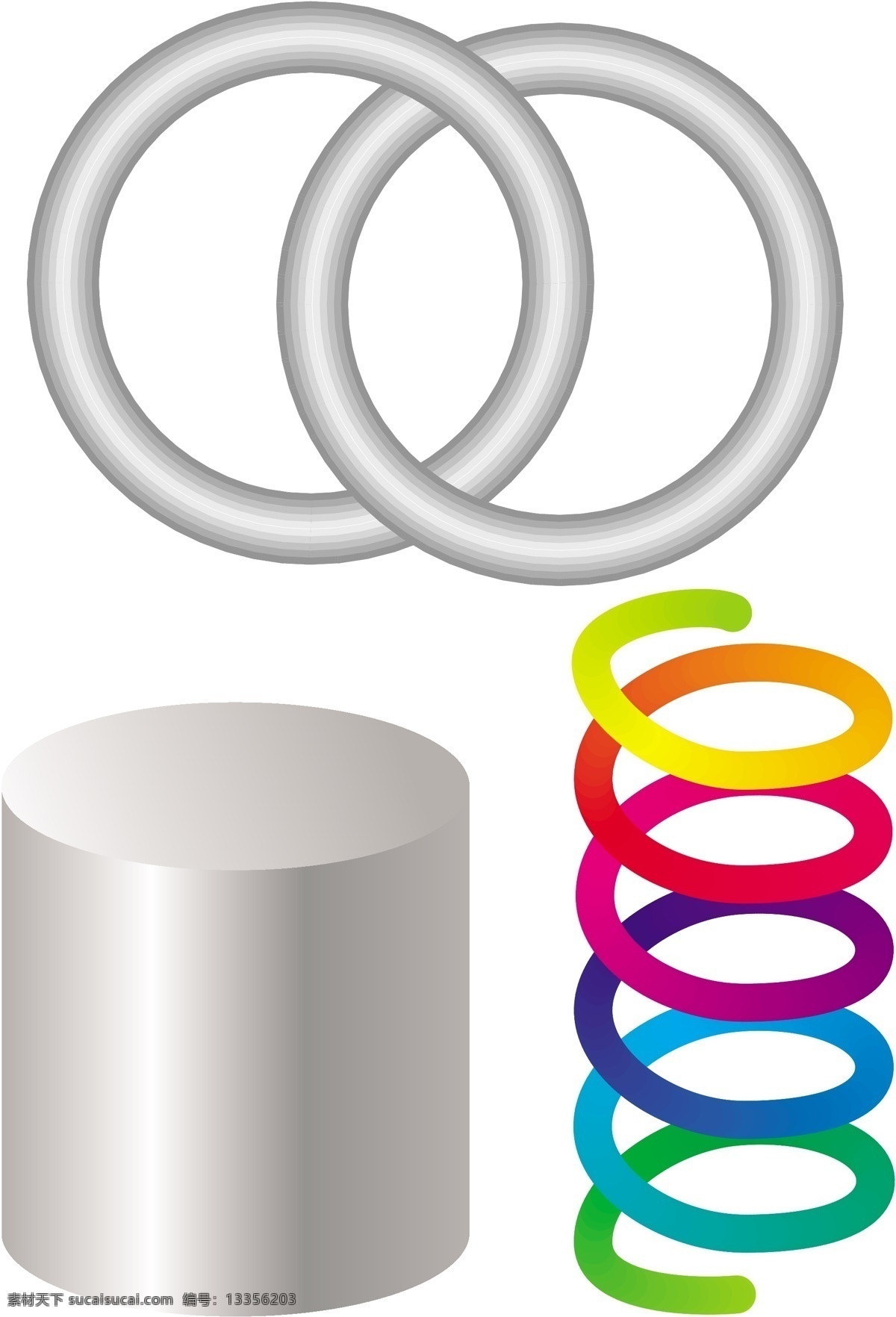 圆柱 套环 弹簧 彩色弹簧 几何图形 学习素材 球体素材 圆柱素材 几何素材 创意素材图片 3d设计 3d图形 生活百科 学习用品