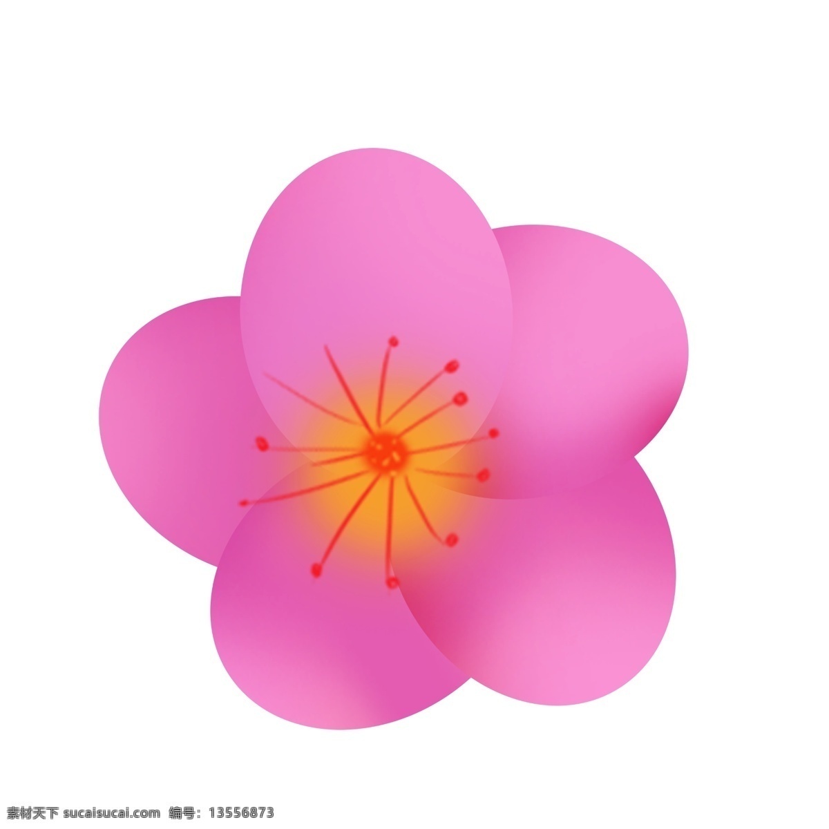 粉色 立体 梅花 桃花 花瓣 花朵 分层 免抠 花 手绘