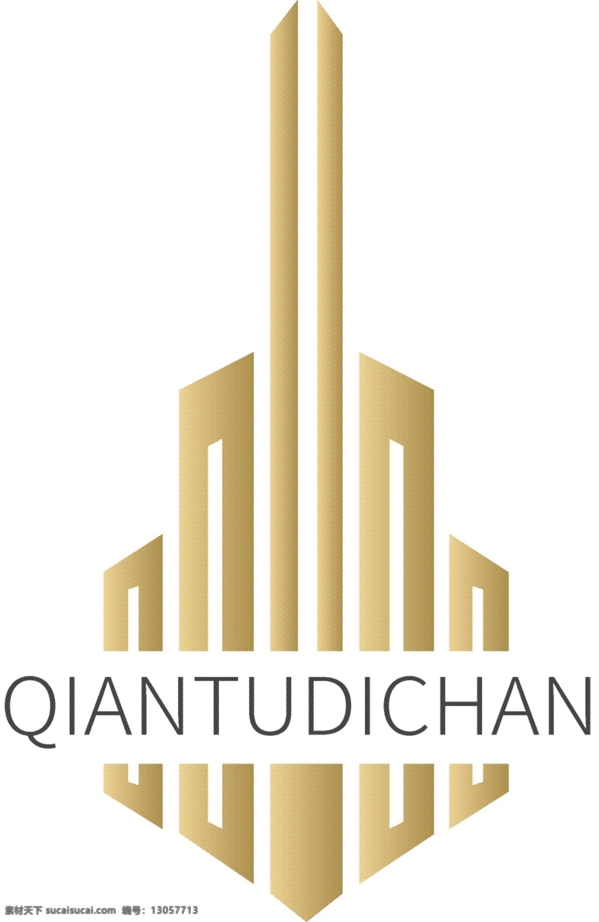 金色 简约 房地产 logo 字母 建筑 大气