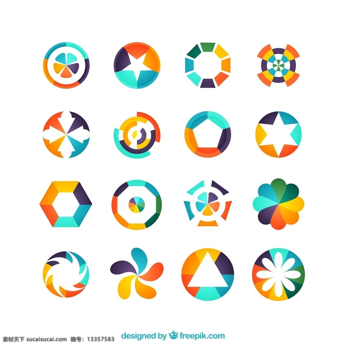 彩色 标志设计 矢量 五星 拼色 圆形标志 商务图标 logo 时尚 元素 ai格式