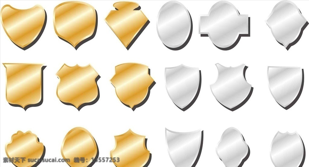 奖牌矢量素材 奖牌 矢量素材 金色牌 银色牌 矢量图