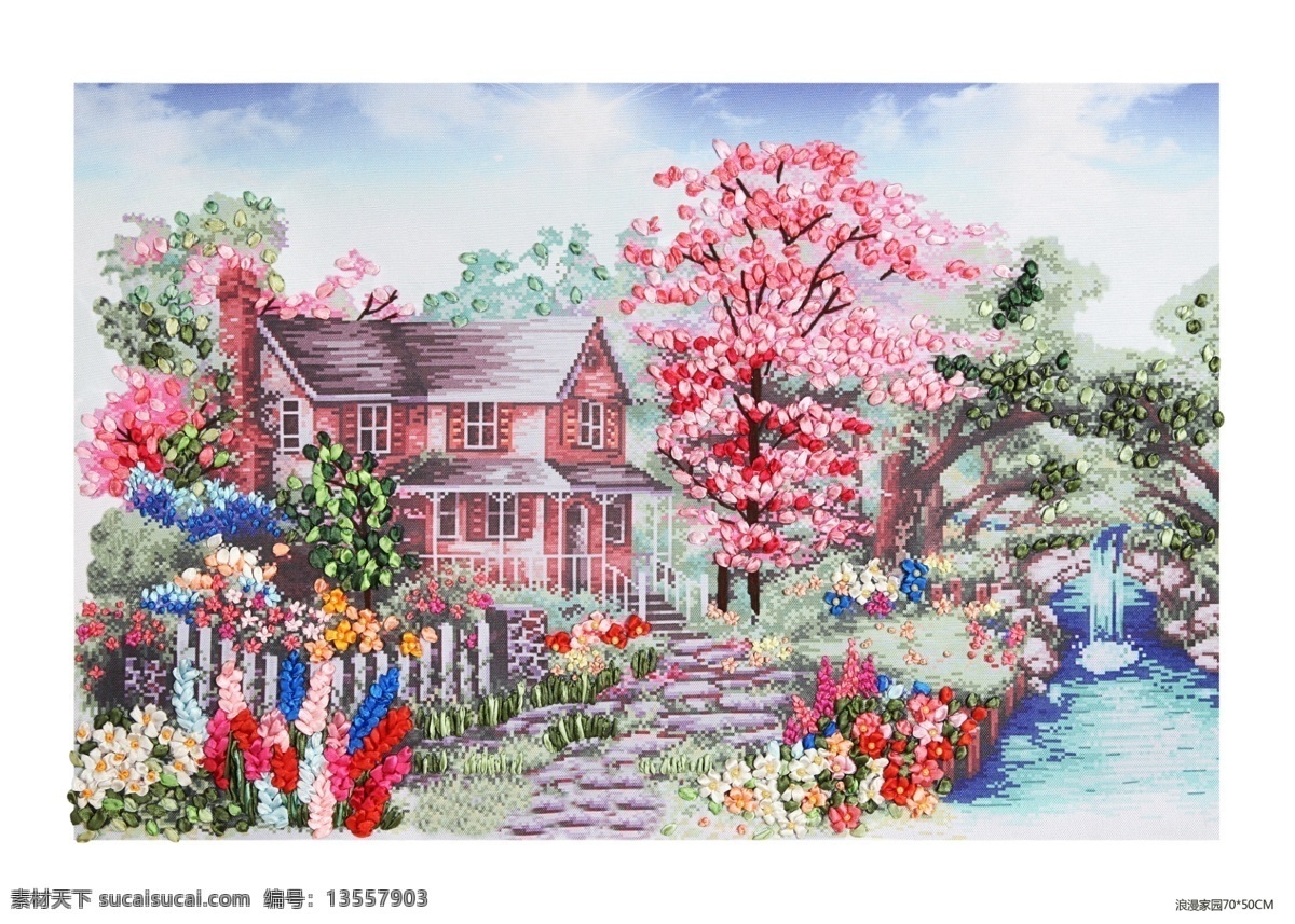 丝带绣装饰画 装饰画 高精大图 丝带绣 刺绣 艺术画