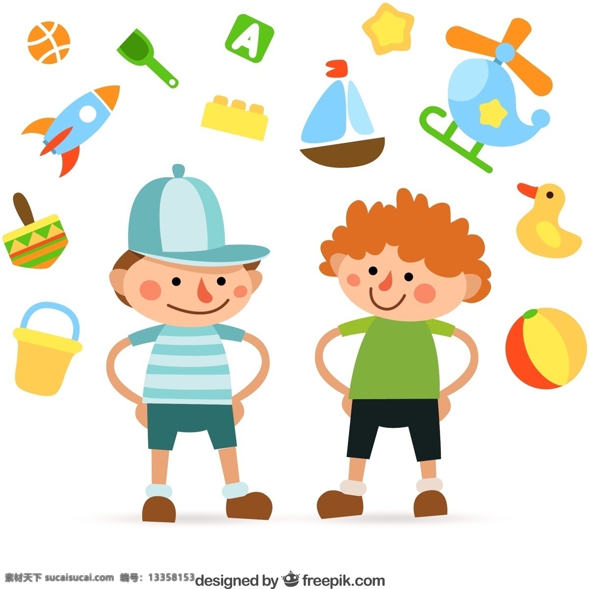 孩子和玩具 卡通 孩子 可爱 玩具 白色