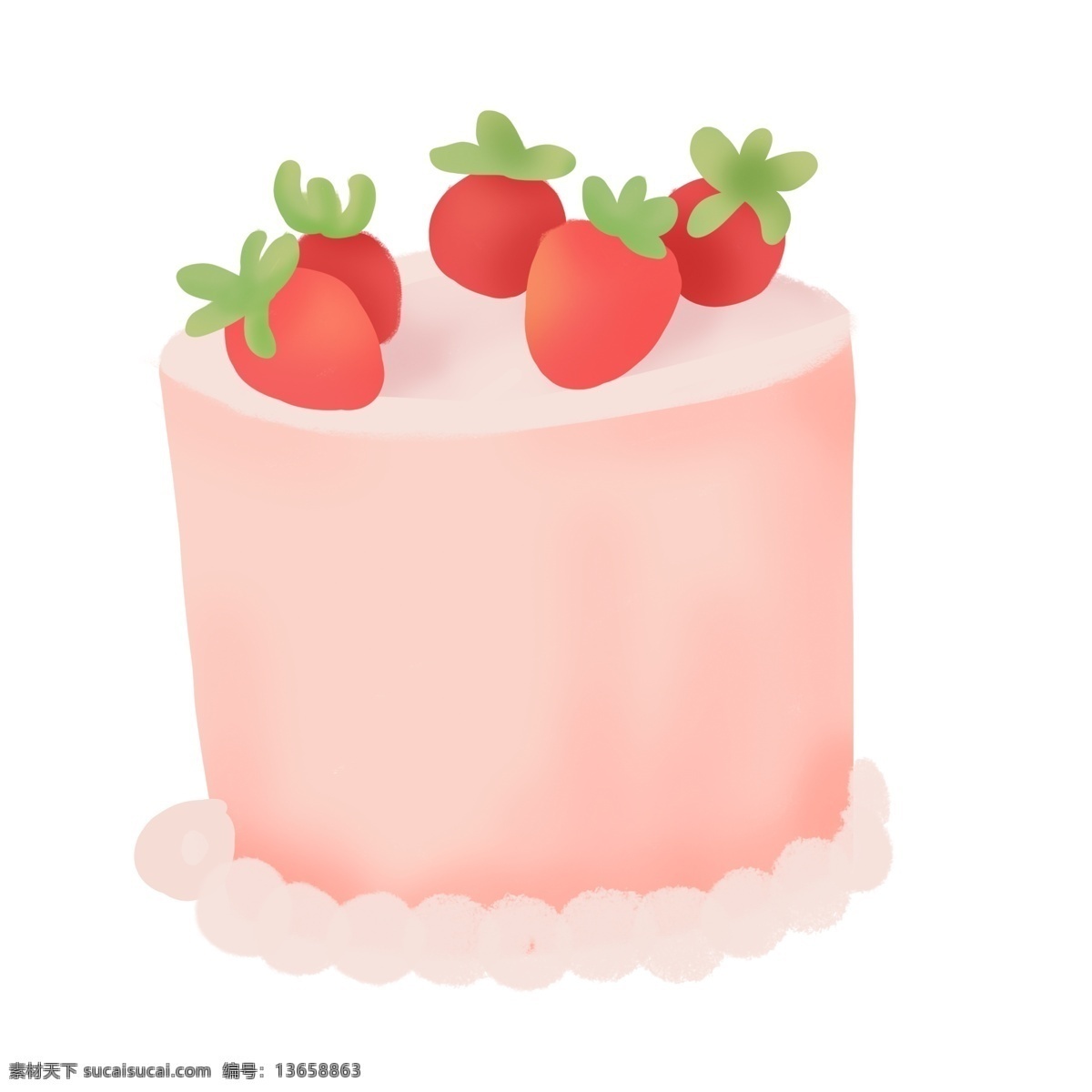 卡通 草莓 生日蛋糕 免 抠 元素 生日派对 手绘 喜庆 奶油 甜品元素