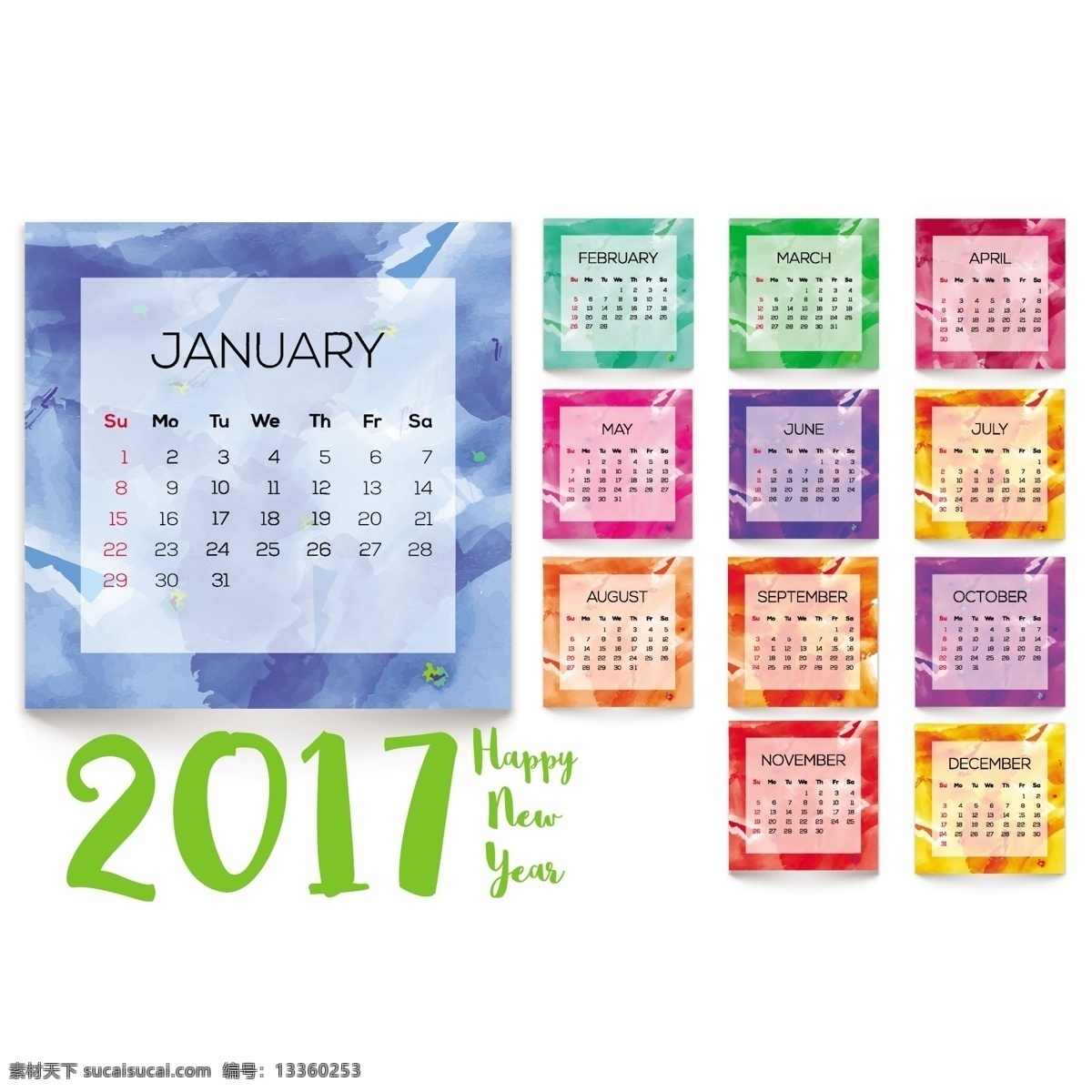 带有 抽象 形状 彩色 日历 摘要 2017 模板 日历2017 颜色 数字 时间 色彩 计划 时间表 日期 日记 年 日 抽象的形状 月