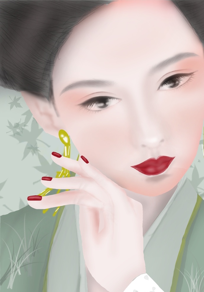 古风人物插画 古风 女子 人物 手绘 插画 女性