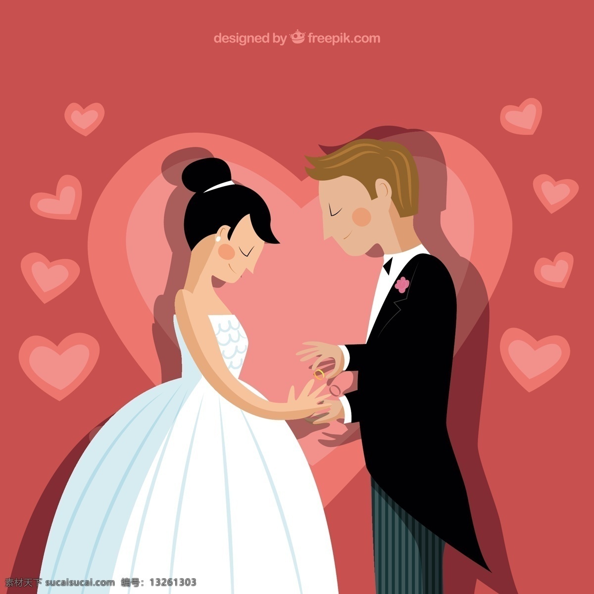 新郎 戒指 戴 新娘 手指 上 婚礼 爱情 庆典 结婚 插图 浪漫 结婚戒指 庆祝 听 放 粉色