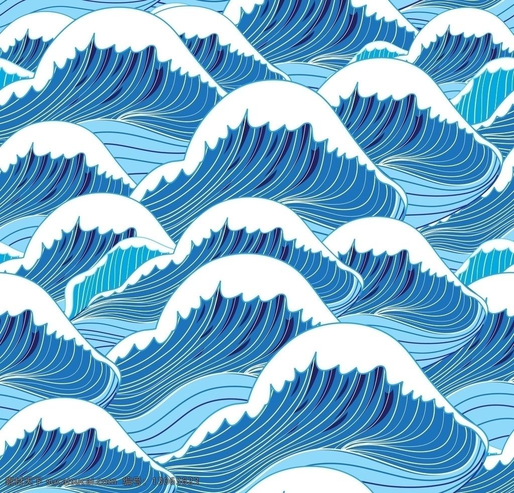 抽象 艺术 无缝 纹理 浮世绘 和风 海浪 花 花纹 波浪 水 水波 浪花 树叶 叶子 草 底纹 花草 底纹边框 背景底纹