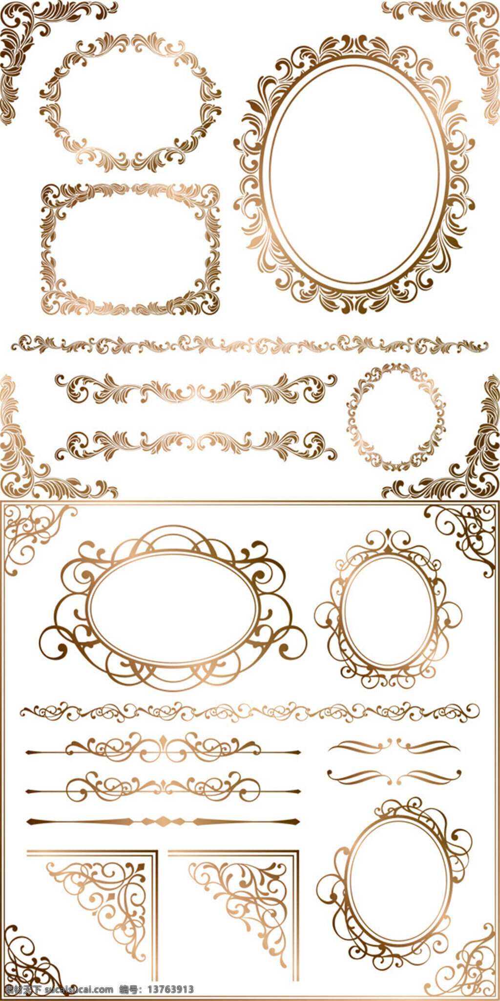 欧式 质感 边框 矢量 白色 复古 花纹边框 金色 欧式边框 矢量图