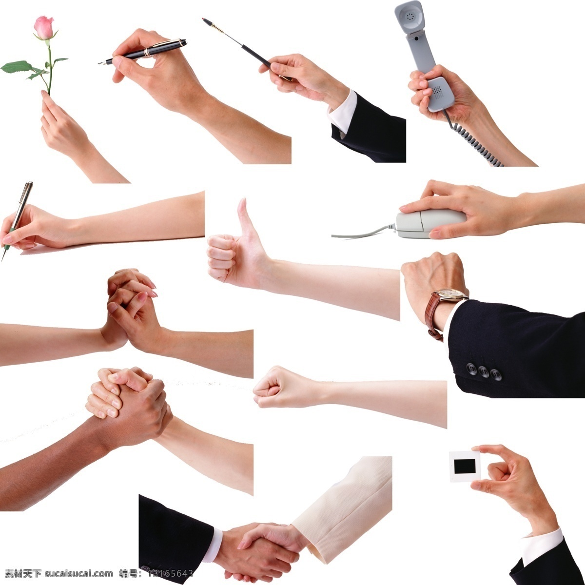 手势合集 商务 手势 鼠标写字 赞扬 合作团结 接电话