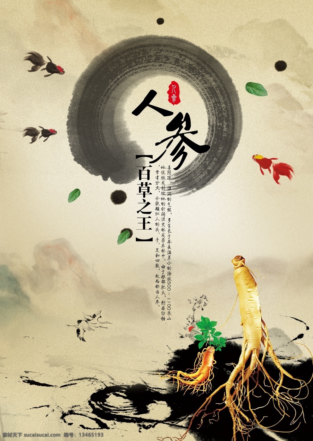企业 画册设计 百草 王 人参 广告设计模板 企业画册设计 三宝 山参 山水 水墨 东北特产 珍品 水墨金鱼 叶子 源文件 企业画册封面