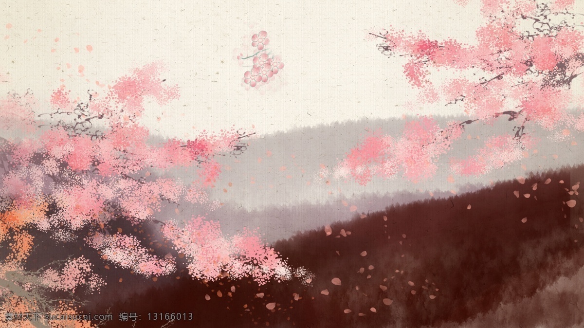 手绘 古风 花枝 背景 花朵 简约 海报背景 小清新 特邀背景 广告背景 背景展板 背景psd 手绘背景 水彩背景