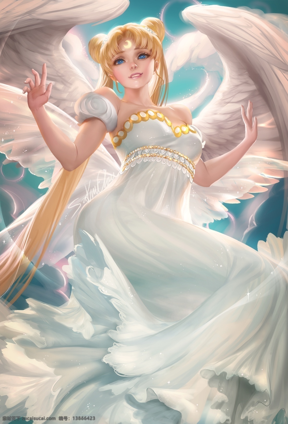 sakimichan 月亮 公主 格林童话 月亮公主 动漫插画 动漫人物 动漫动画