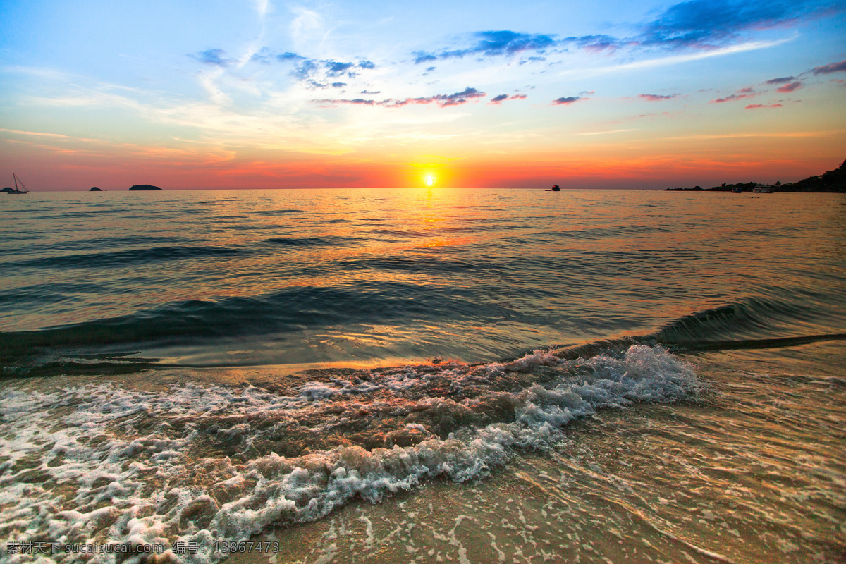 海浪 落日 大海 黄昏 风景 自然美景 大海图片 风景图片