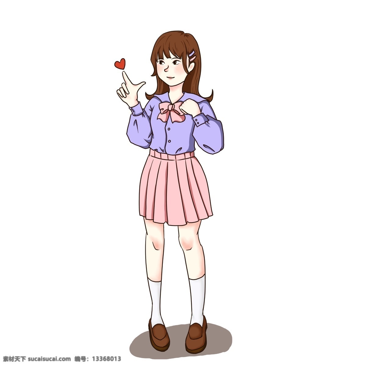 漂亮 心 女孩 插画 漂亮的女孩 比心的女孩 卡通插画 人物插画 小人插画 创意插画 女孩插画