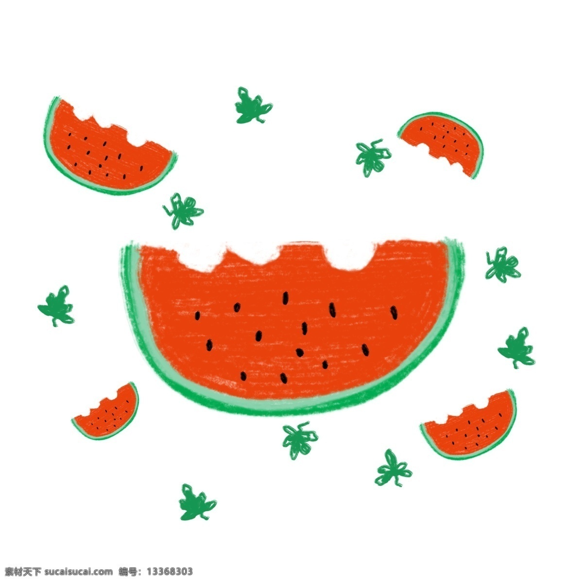 西瓜红色 红色 水果 西瓜 卡通 简洁 手绘