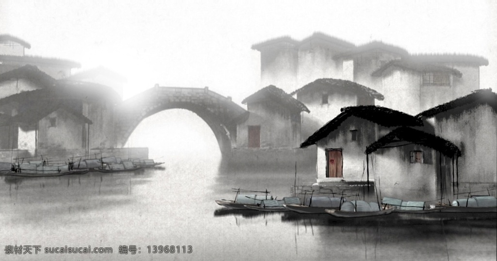 江南水乡 水乡 江南 水墨 中国风 舞台背景 舞蹈背景 合成视频素材 合成背景 多媒体 影视编辑 合成背景素材 mp4