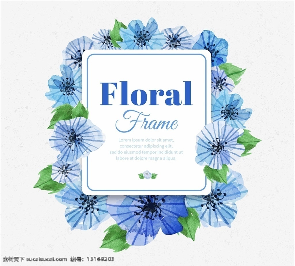 蓝色 花卉 框架 水彩 矢量图 格式 矢量 高清图片