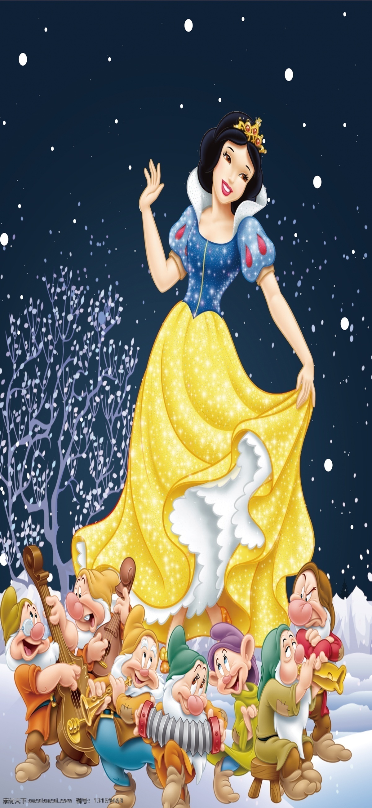 白雪公主 七个小矮人 门窗 动画 雪景