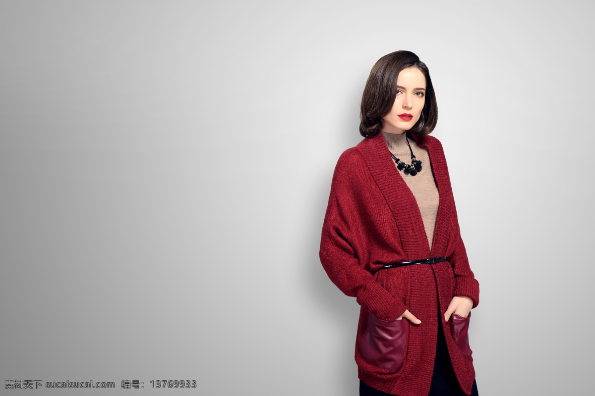 女装 针织 毛衫 形象 大片 欧美风 针织衫 长款 红色 毛衣 外模 女外模 秋冬 冬装 形象片 淘宝大片 人物图库 女性女人