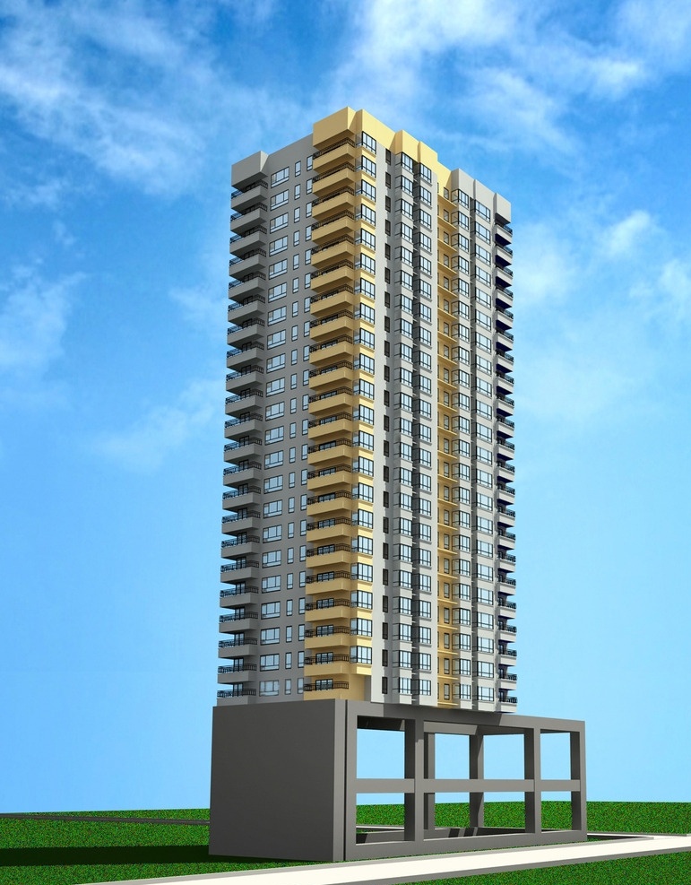 楼房建筑 楼房 建筑 楼盘 效果图 3d作品 3d设计